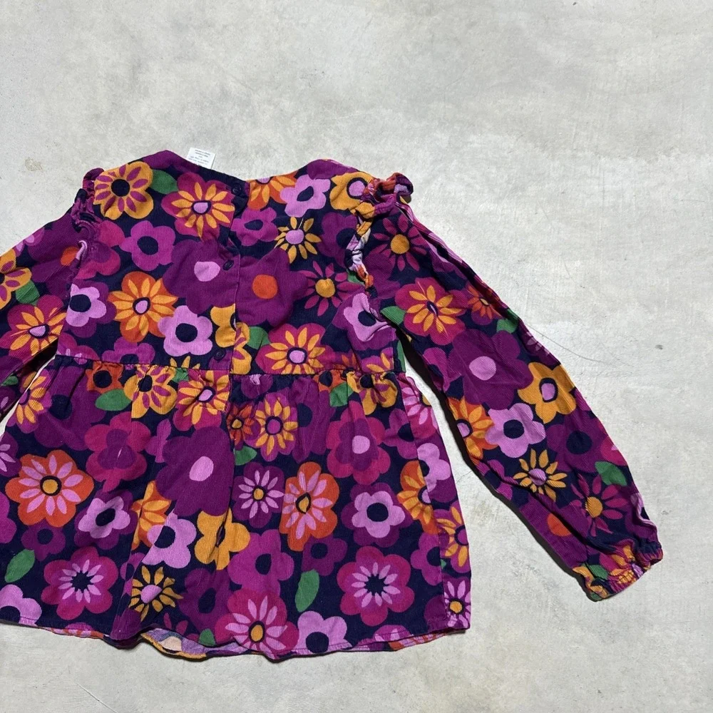 Girl's SZ 8 Gymboree Purple Daisy Floral Corduroy Shirt Long Sleeve Fall Winter